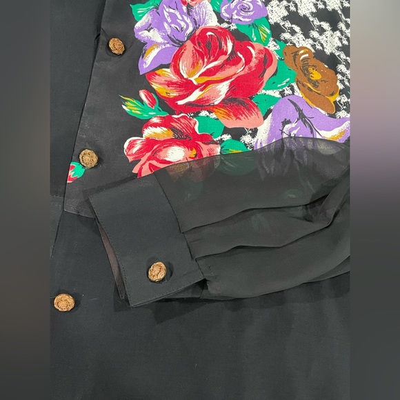 VINTAGE 80’s JKLA California Sheer Sleeve Blouse (L) - Picture 9 of 14